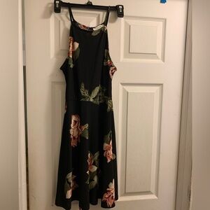 Gently worn black dress with flowers.